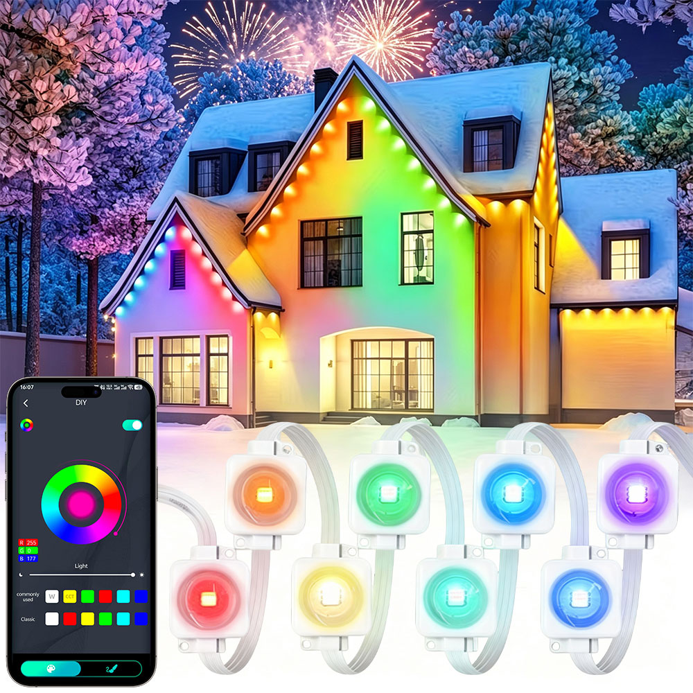 Smart Home Yellow - ไฟประดับหลังคา 150 ฟุต 90 หลอด LED