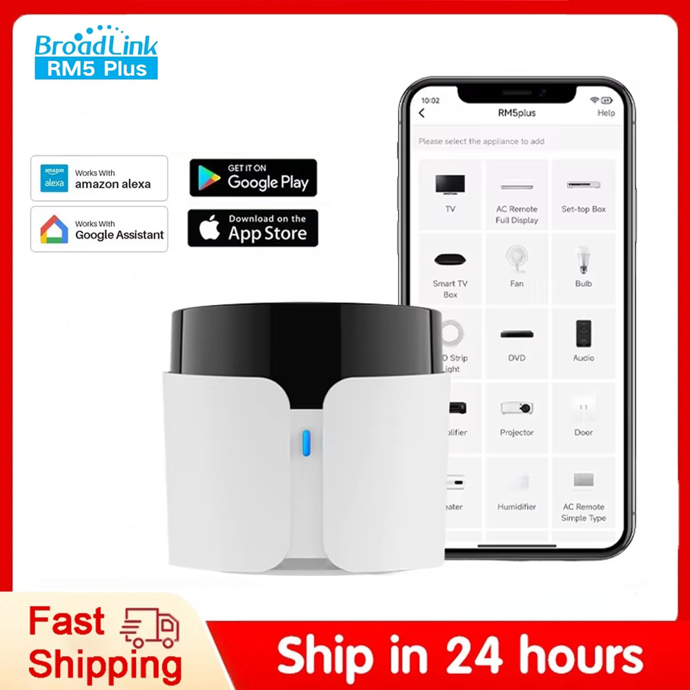 Smart Home Plus - บรอดลิงค์ RM5 พลัส รีโมทอินฟราเรดอเนกประสงค์ รีโมทสมาร์ทโฮมแบบไร้สายสำหรับทีวี เครื่องปรับอากาศ