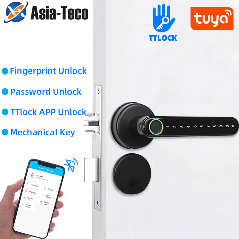 Smart Home Door Lock - TTLock สมาร์ทบลูทูธล็อคลายนิ้วมือรหัสผ่าน Biometric รหัสล็อคประตูพร้อมที่จับอิเล็กทรอนิกส์ - APP
