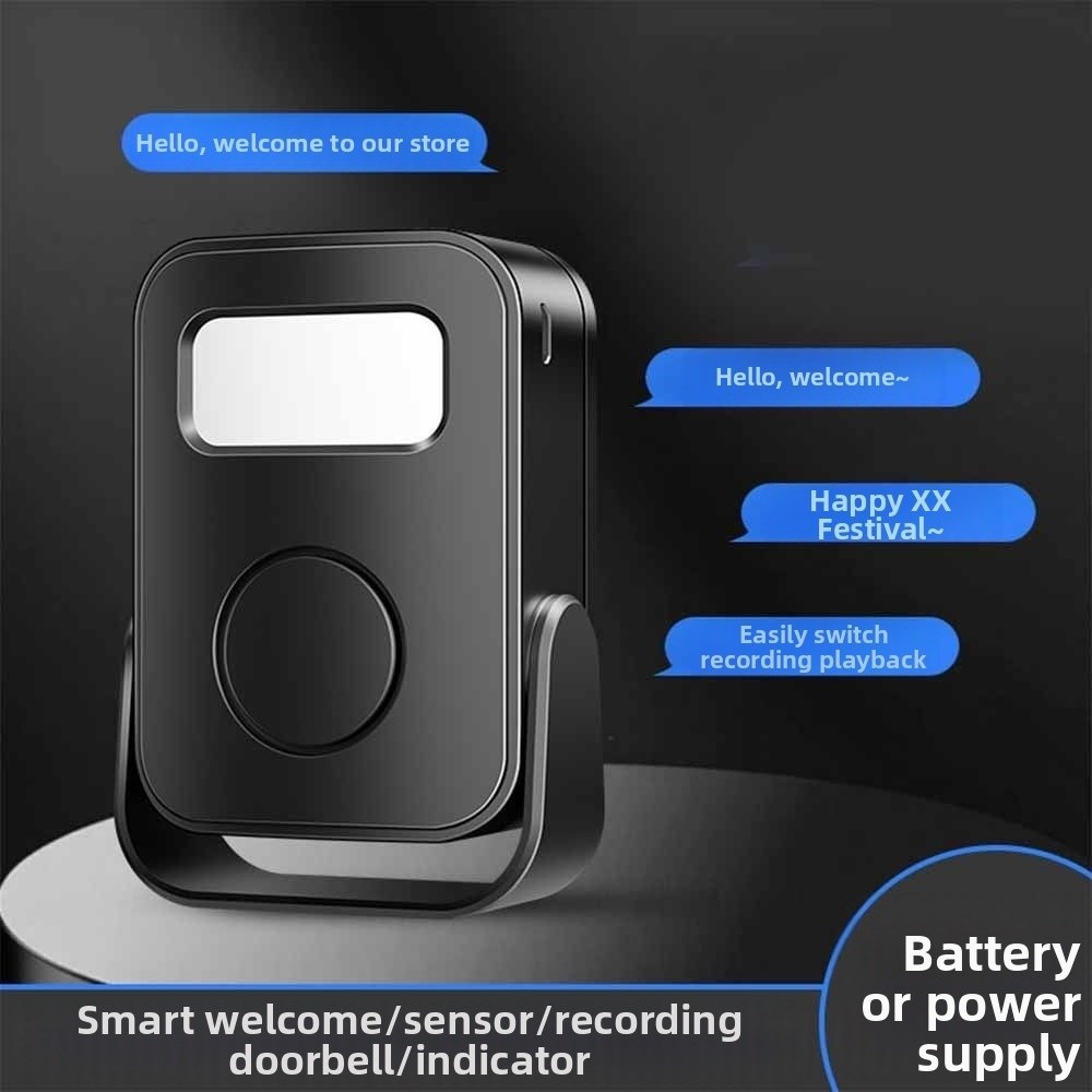 Wireless Door Sensor - เซ็นเซอร์อินฟราเรดอัจฉริยะสำหรับกริ่งต้อนรับพร้อมฟังก์ชันบันทึกเสียง เซ็นเซอร์ตรวจจับการเคลื่อนไหว PIR เซ็นเซอร์ต้อนรับประตูแบบไร้สายพร้อมระบบเตือนภัย