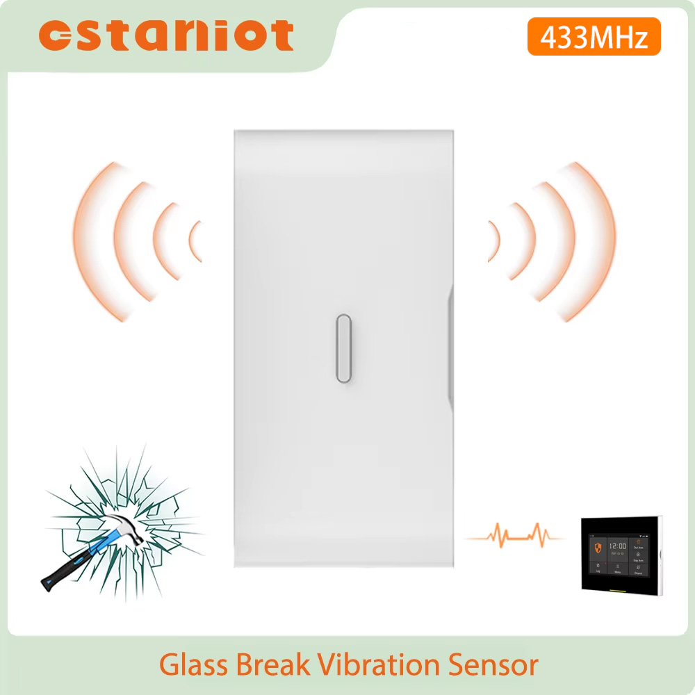 Wireless Door Sensor - เซ็นเซอร์ตรวจจับการสั่นสะเทือนแบบไร้สาย Staniot 433MHz EV1527 สำหรับกระจกแตก ใช้งานภายในอาคาร