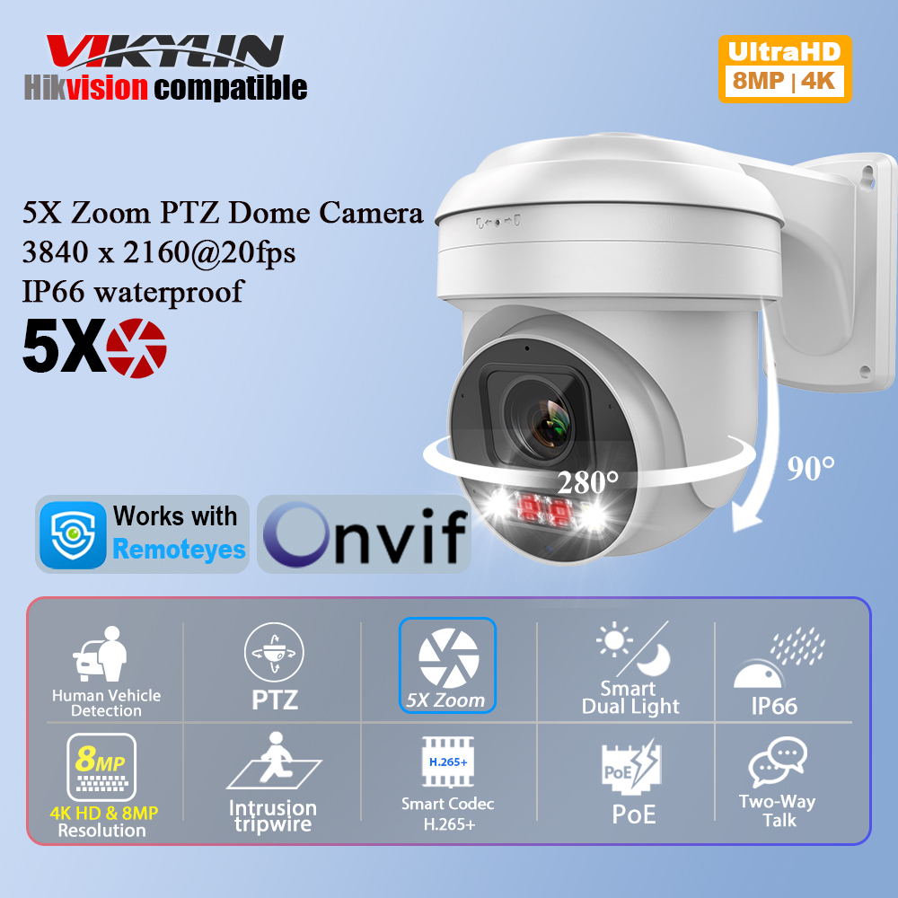 Smart Home Microsoft - กล้องวงจรปิด Vikylin 8MP IP PTZ ซูมออปติคอล