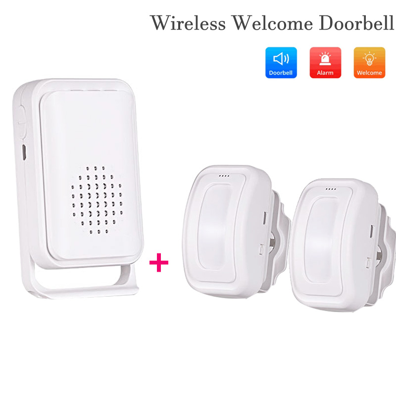 Wireless Door Sensor - กริ่งประตูต้อนรับแบบไร้สายเครื่องตรวจจับอินฟาเรดเซ็นเซอร์ตรวจจับการเคลื่อนไหว PIR ระบบแจ้งเตือนทางเข้าประตู