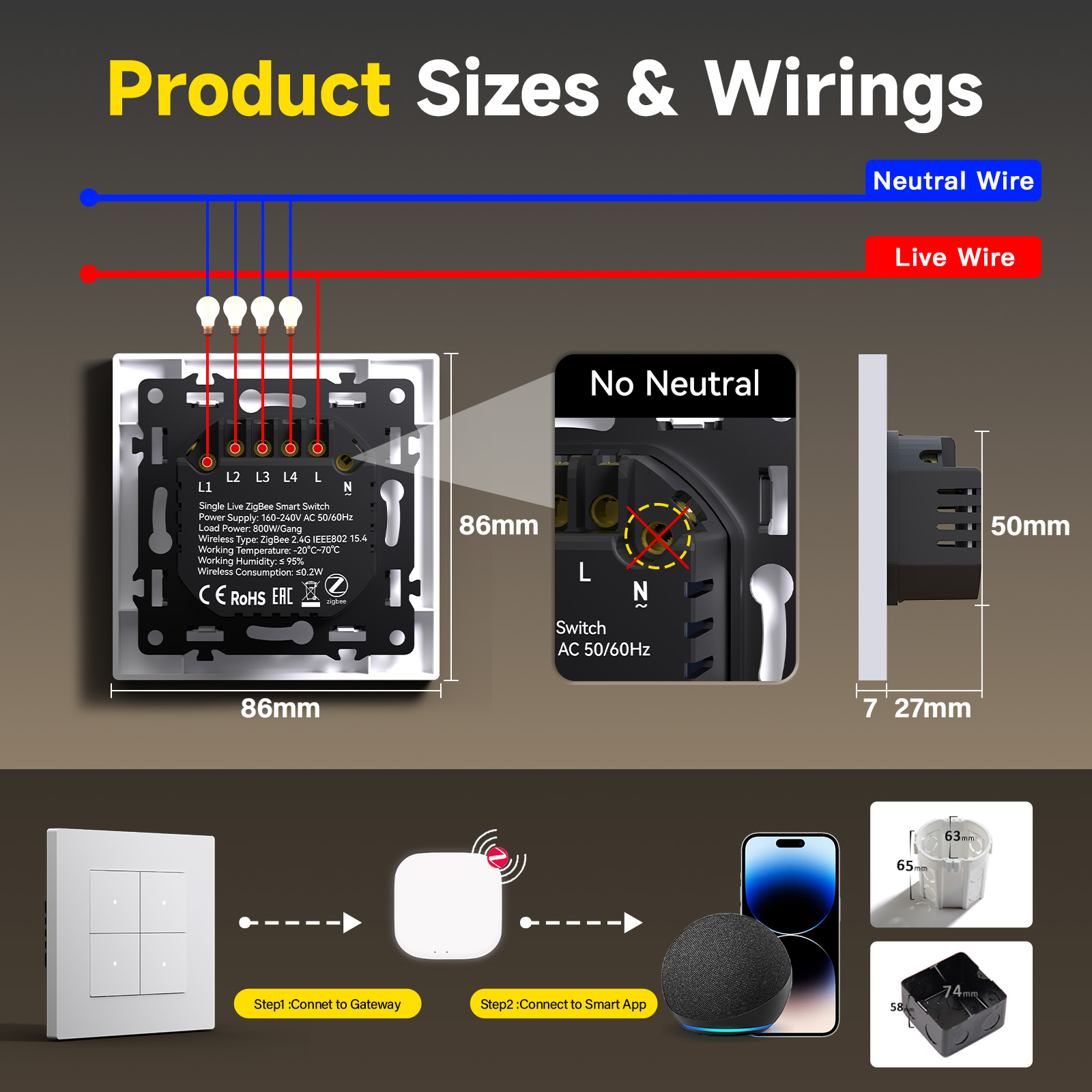 สวิตช์ไฟอัจฉริยะ BSEED ZigBee  - Smart Home Yellow บทวิจารณ์และราคา